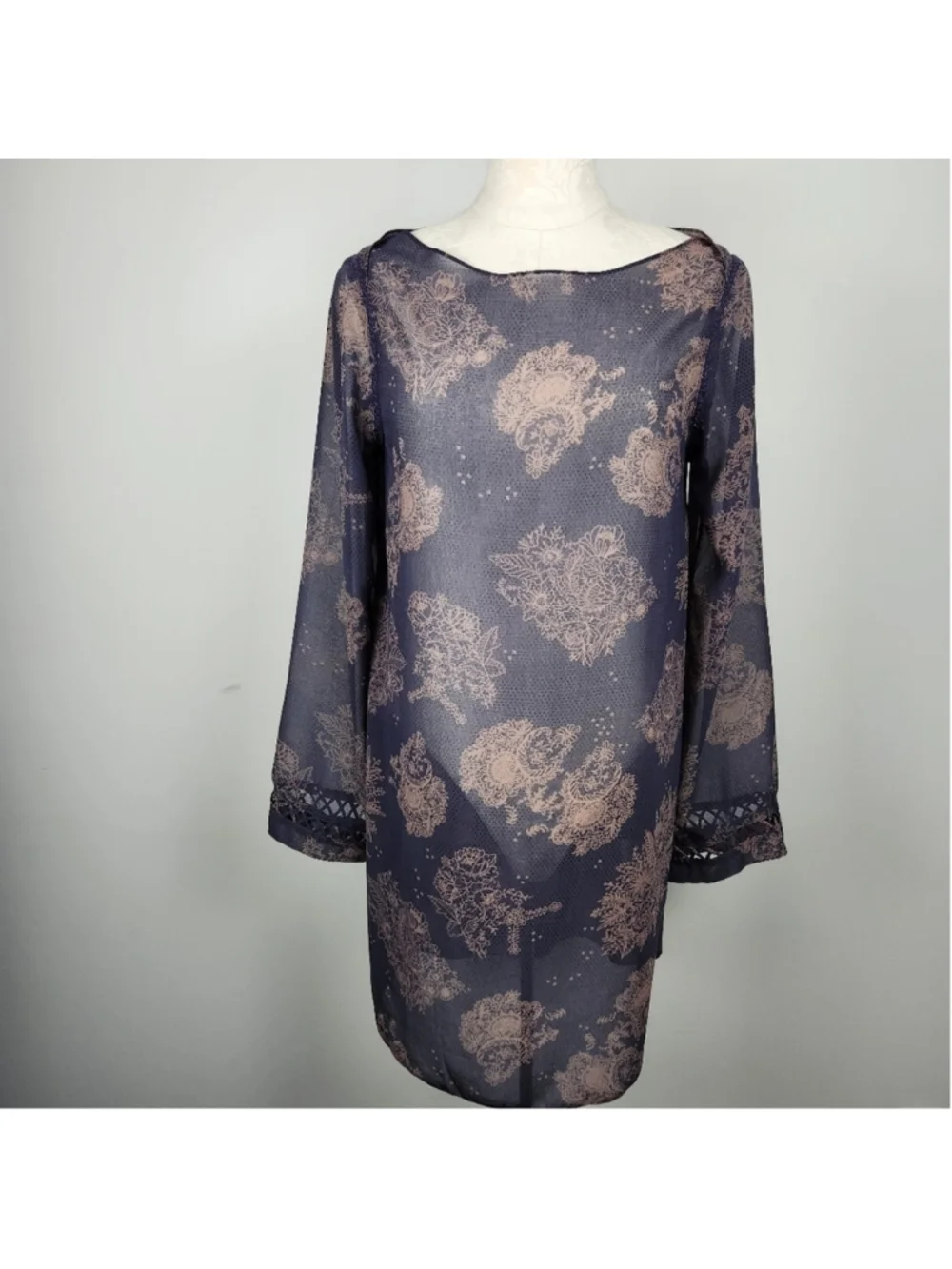 Gentle Fawn Sheer Long Sleeve Dress Size S Baggy Oversized Whimsigoth Dark Fairy - Picture 2 of 15